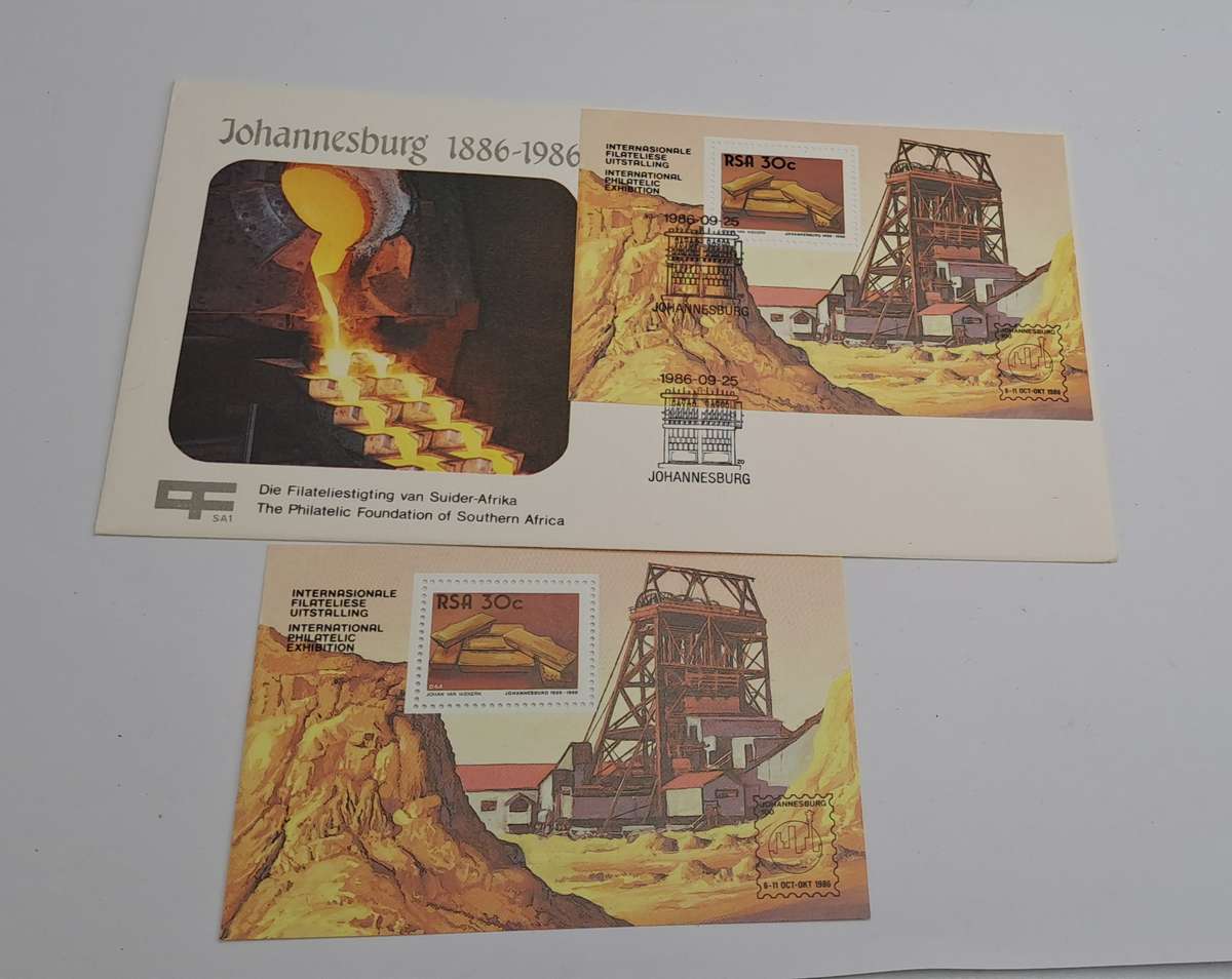 Johannesburg 1886-19861-The Philatelic Foundation of South Africa FDC +Miniature Sheet (6 Available)