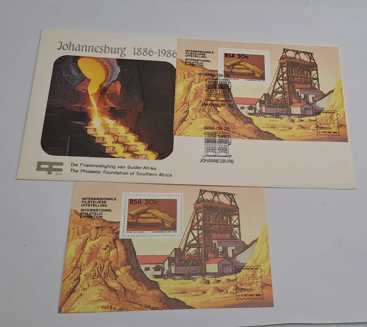 Johannesburg 1886-19861-The Philatelic Foundation of South Africa FDC +Miniature Sheet (6 Available)