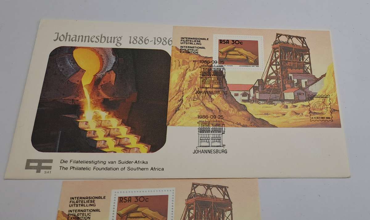 Johannesburg 1886-19861-The Philatelic Foundation of South Africa FDC +Miniature Sheet (6 Available)