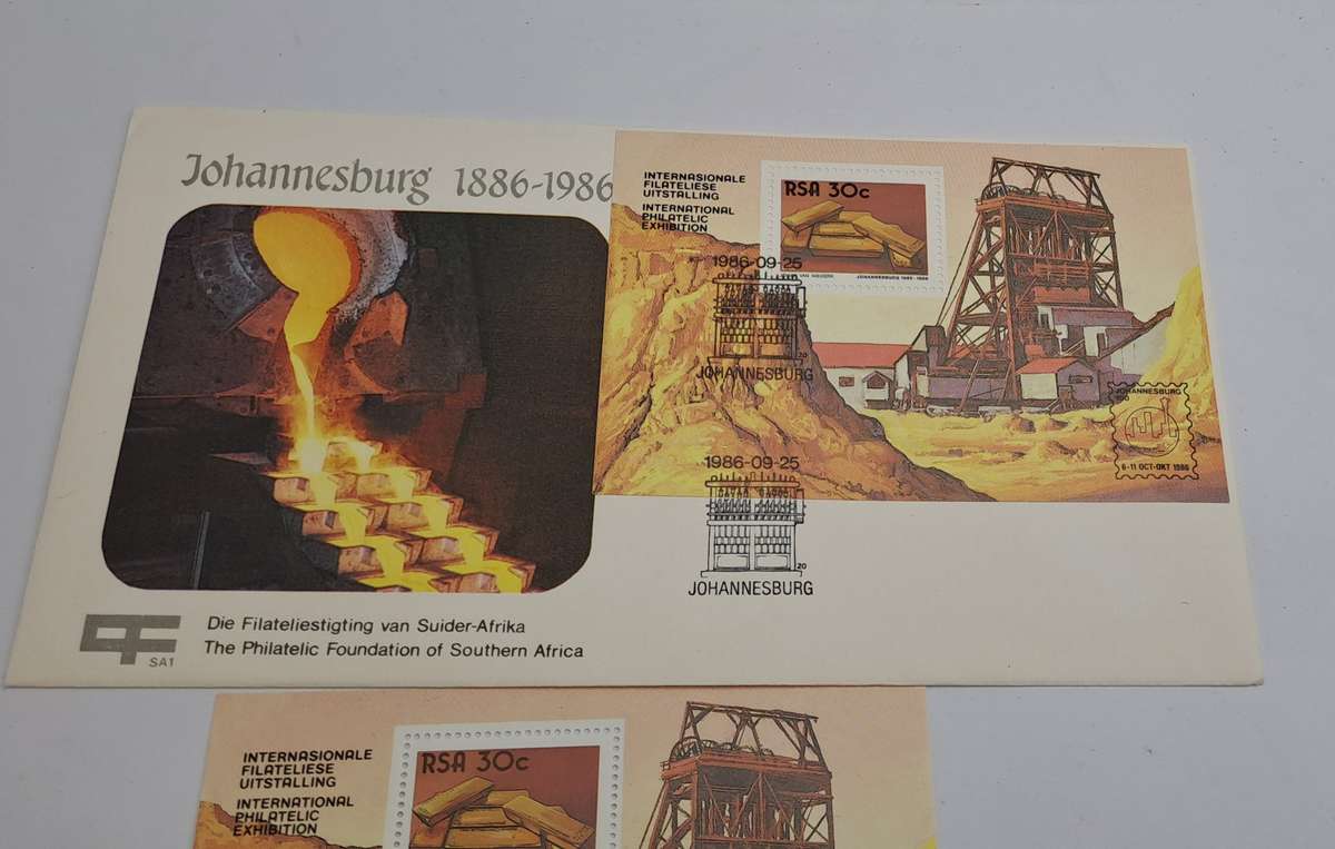 Johannesburg 1886-19861-The Philatelic Foundation of South Africa FDC +Miniature Sheet (6 Available)