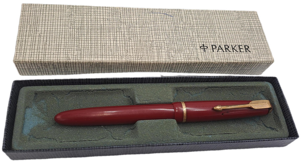 Vintage Ladies Parker 14kt Gold Nib Fountain Pen with squuese Converter -INK tested- 12,5cm