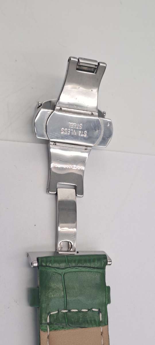 Un-Used Men's Zeppelin 100 Jahre Quartz Chronograph watch with green Leather strap