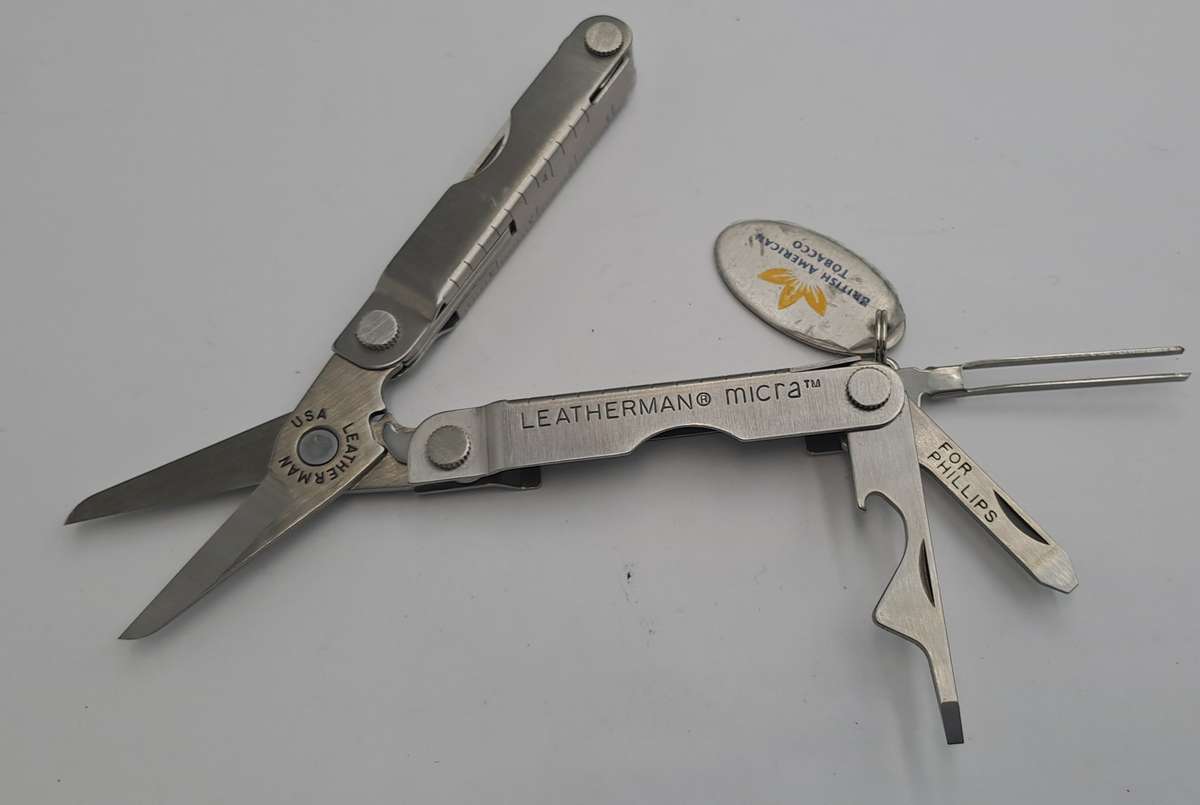 Vintage Leatherman Micra Multitool with British American Tabacco August 1999 Tag