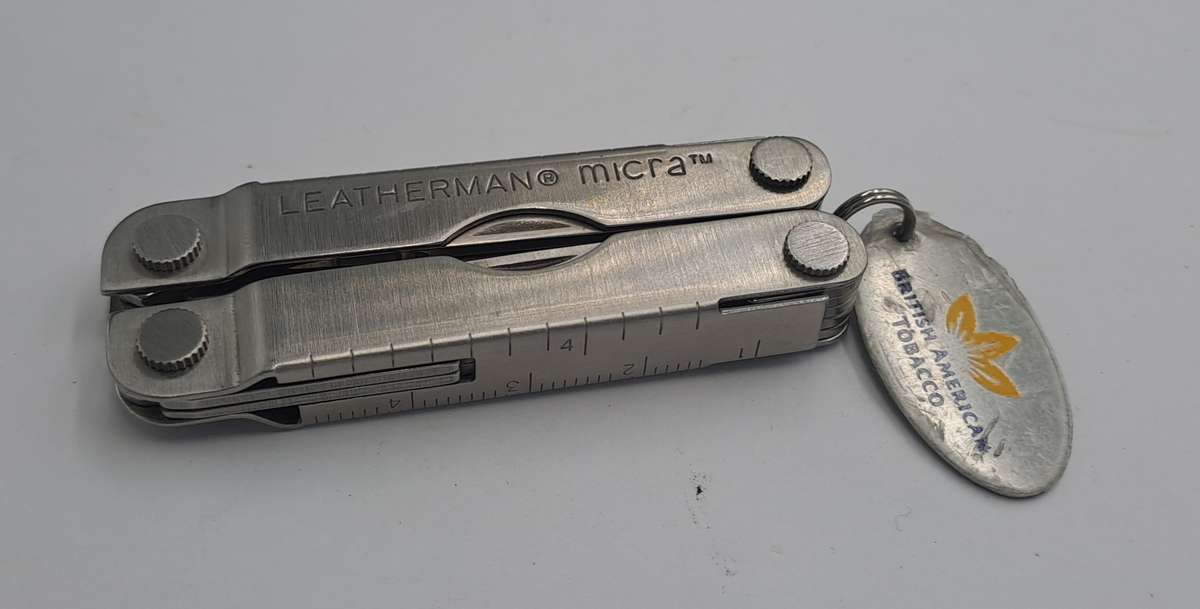 Vintage Leatherman Micra Multitool with British American Tabacco August 1999 Tag