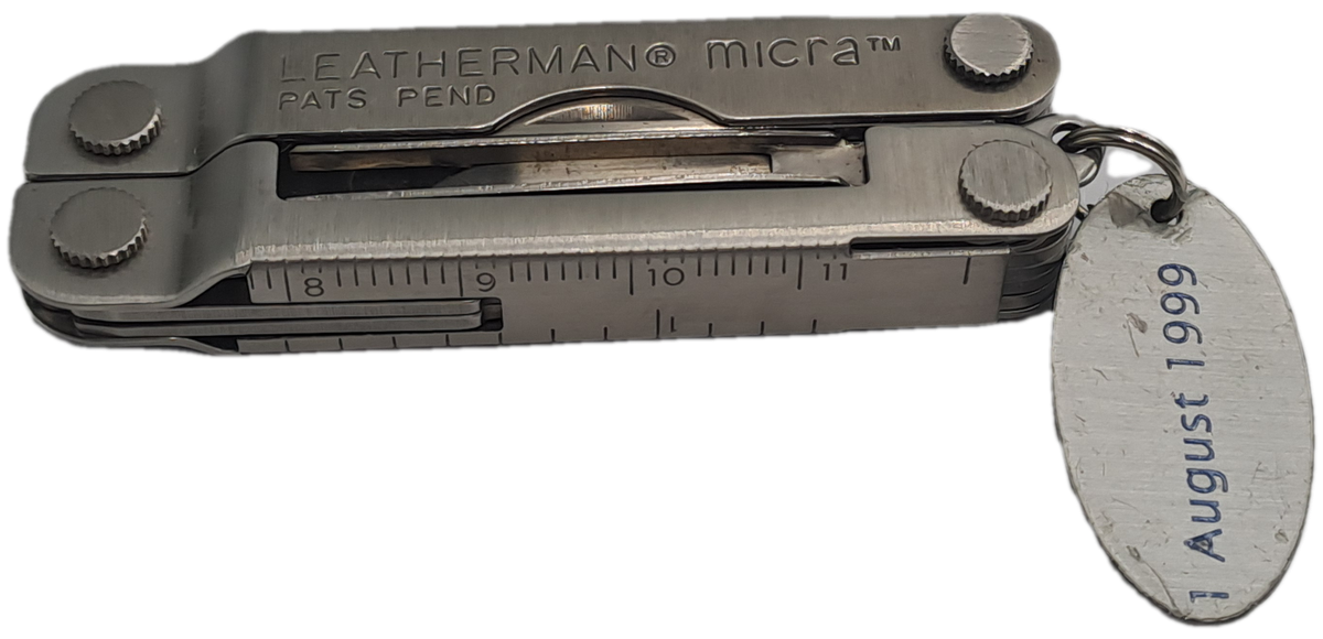 Vintage Leatherman Micra Multitool with British American Tabacco August 1999 Tag
