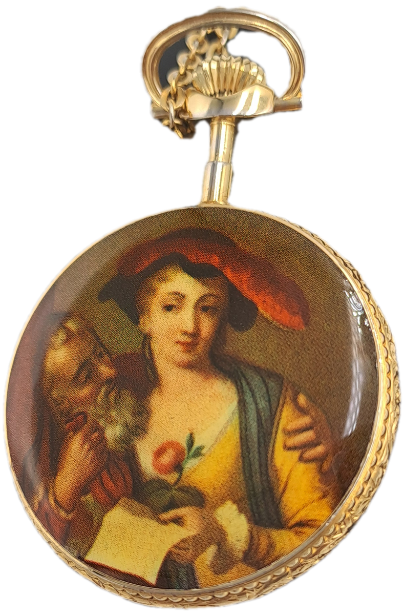 Vintage Gold Plated  Delfin Edox Mechanical Pocket Watch -Spotless condition