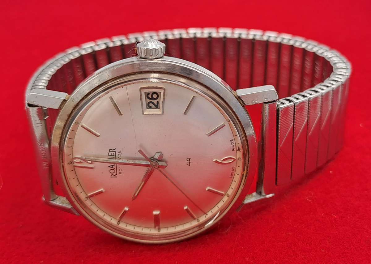 Vintage Swiss Made Roamer Rotodate Mechanical Watch -Working- Boxed