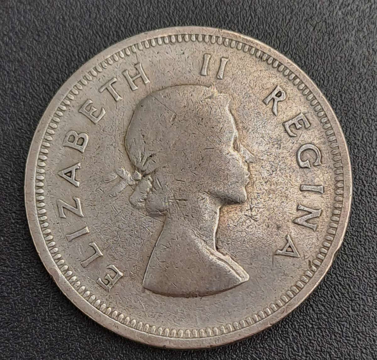 1957 South Africa Silver 2 Shillings - Elizabeth II 1st portrait