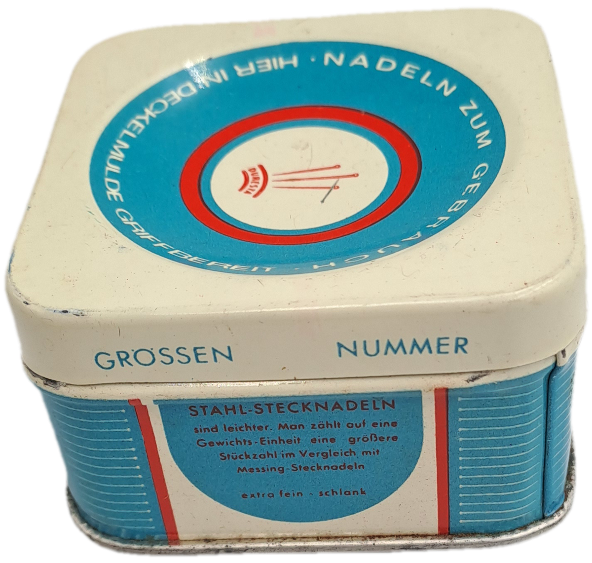 Empty Vintage Stahl Stechnadeln 50g (steel Pins ) Tin -Made in Germany