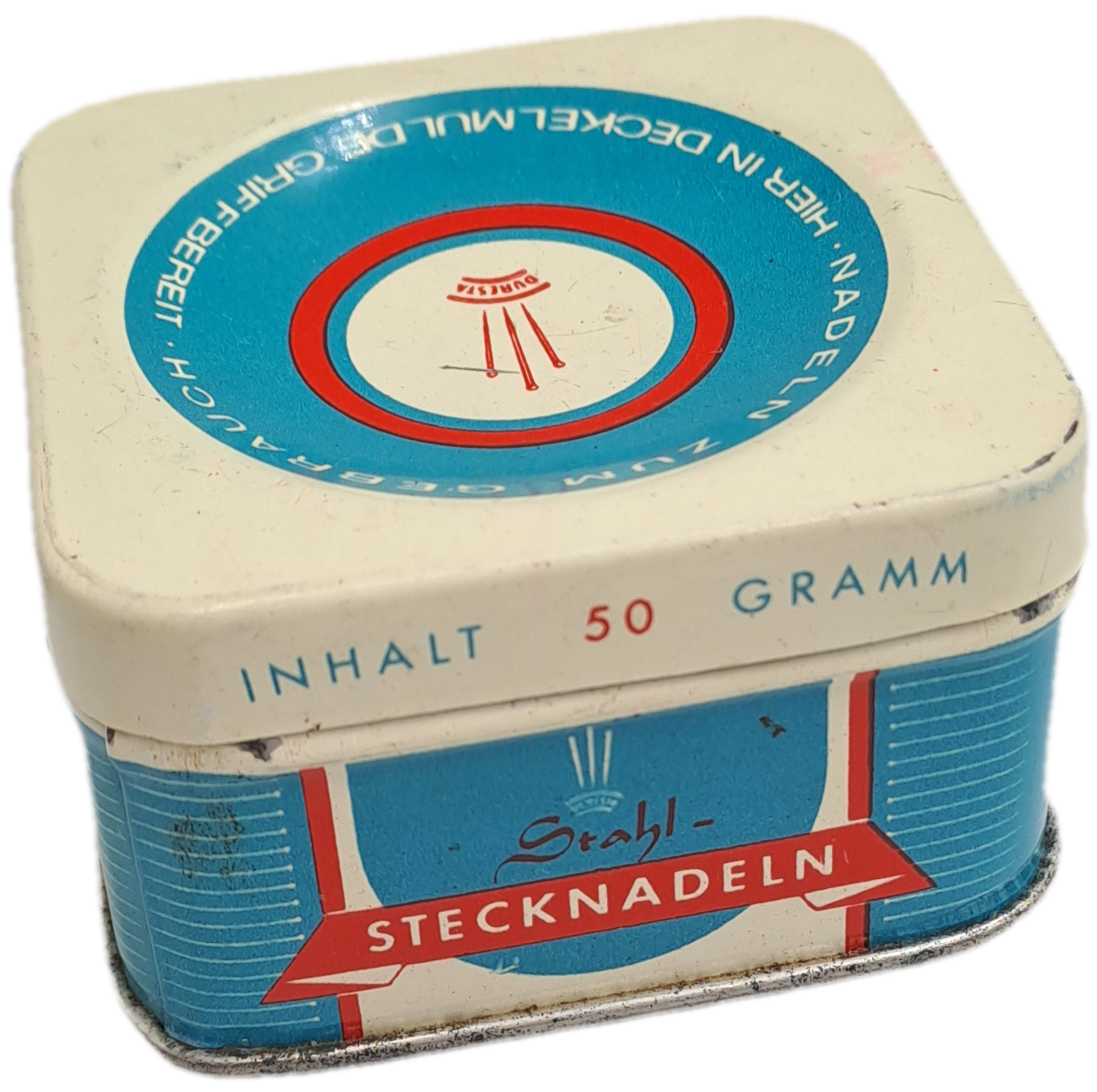 Empty Vintage Stahl Stechnadeln 50g (steel Pins ) Tin -Made in Germany
