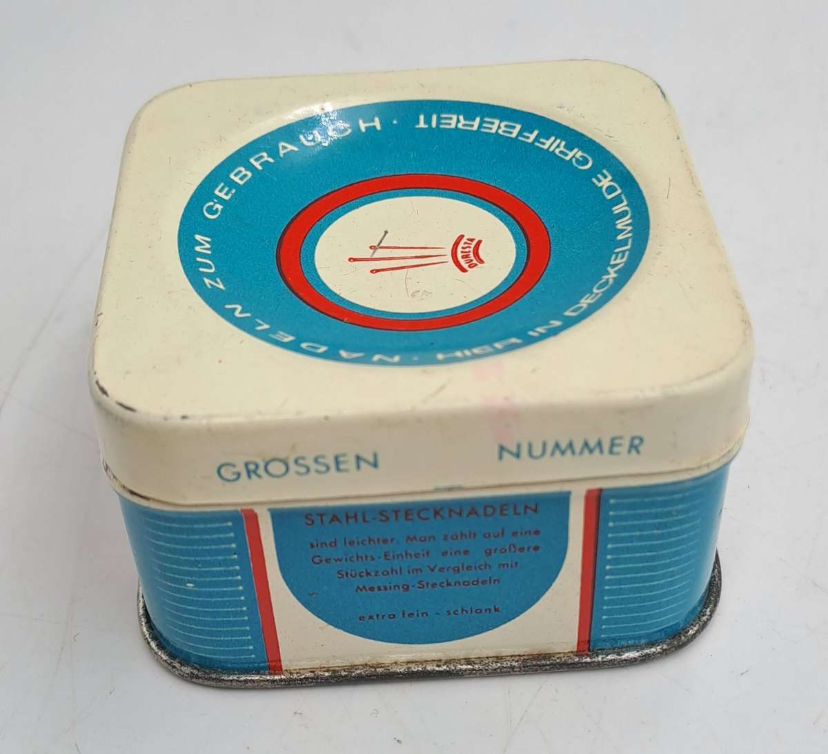 Empty Vintage Stahl Stechnadeln 50g (steel Pins ) Tin -Made in Germany