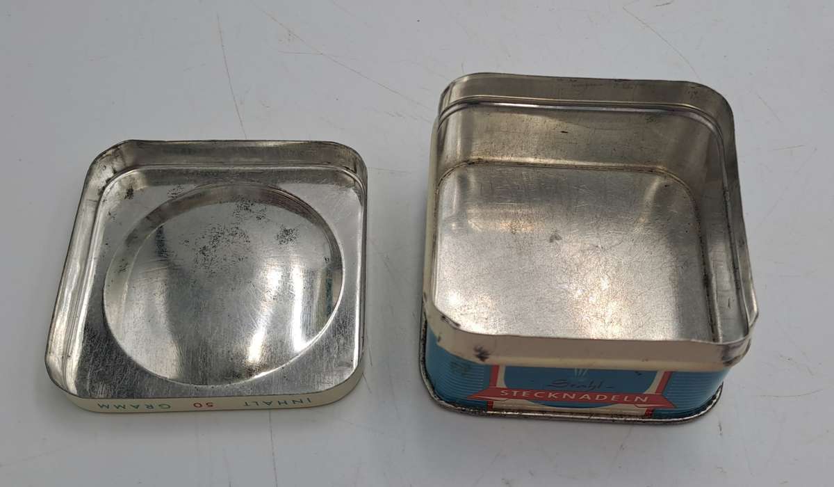 Empty Vintage Stahl Stechnadeln 50g (steel Pins ) Tin -Made in Germany