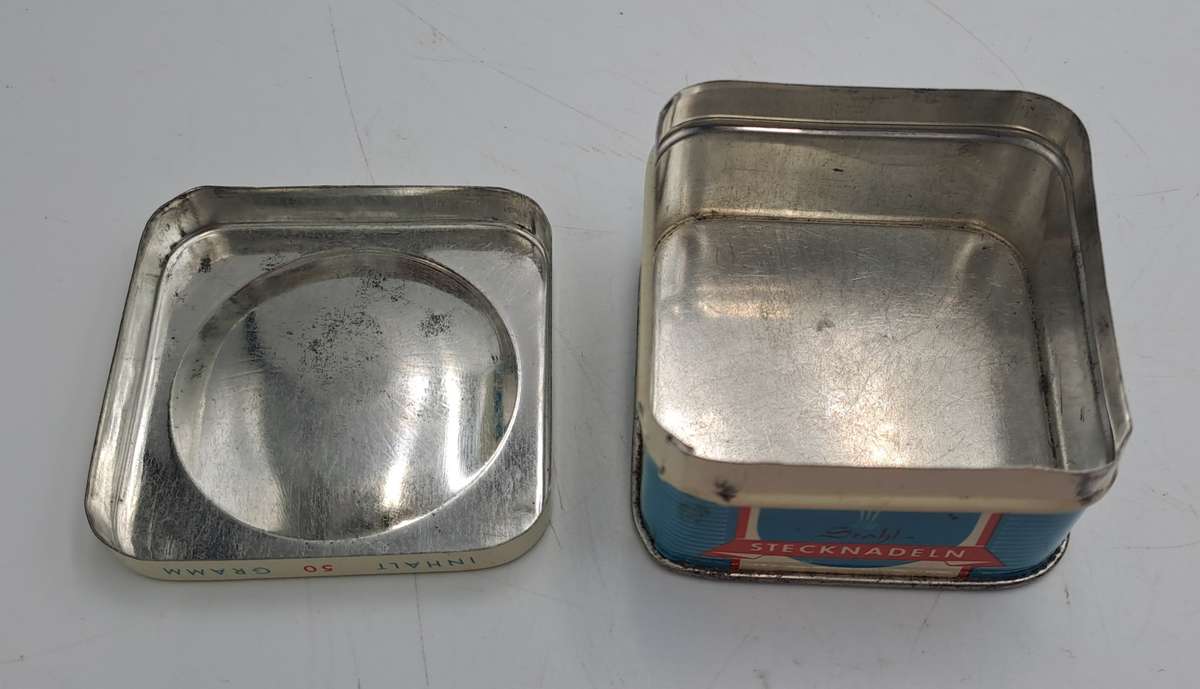 Empty Vintage Stahl Stechnadeln 50g (steel Pins ) Tin -Made in Germany