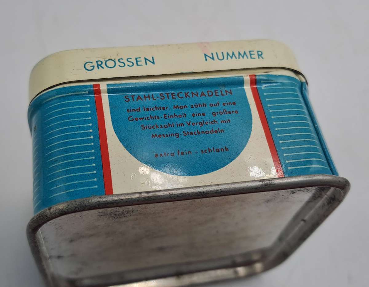 Empty Vintage Stahl Stechnadeln 50g (steel Pins ) Tin -Made in Germany