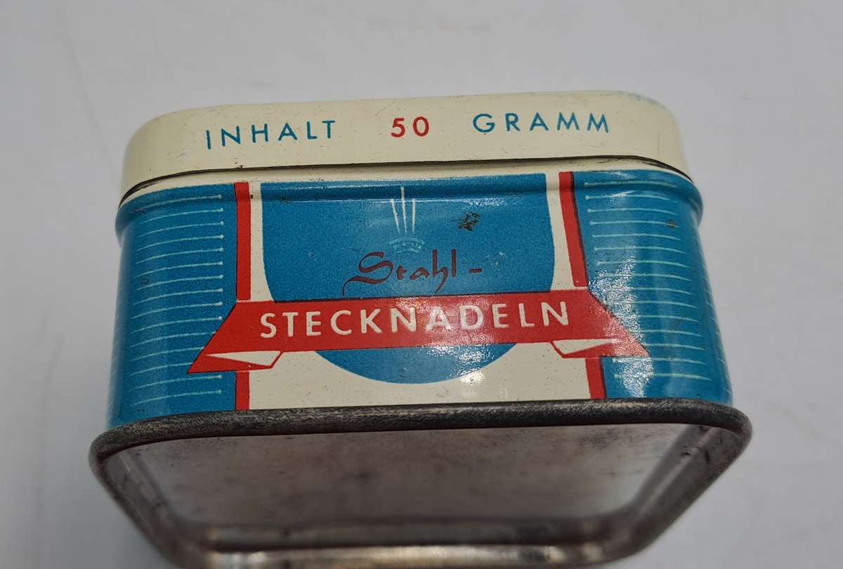 Empty Vintage Stahl Stechnadeln 50g (steel Pins ) Tin -Made in Germany