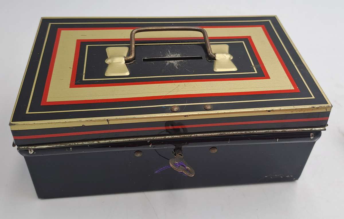 Vintage 1950's "Chad Valley" M.206 Money Tin with Key -Made in England