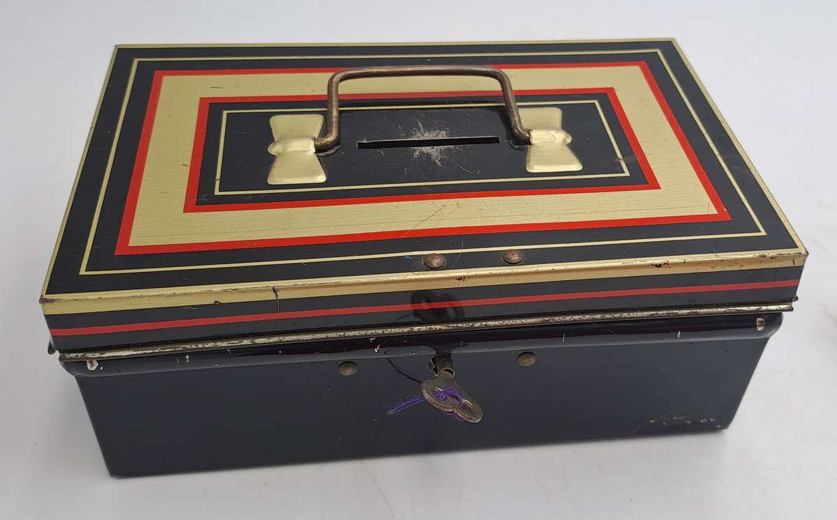 Vintage 1950's "Chad Valley" M.206 Money Tin with Key -Made in England