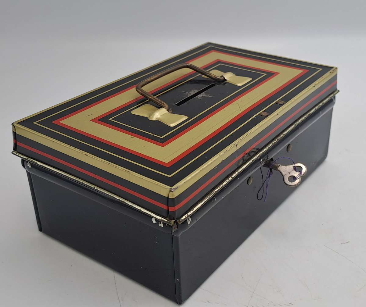 Vintage 1950's "Chad Valley" M.206 Money Tin with Key -Made in England