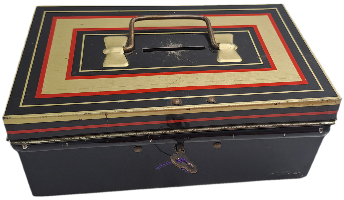 Vintage 1950's "Chad Valley" M.206 Money Tin with Key -Made in England