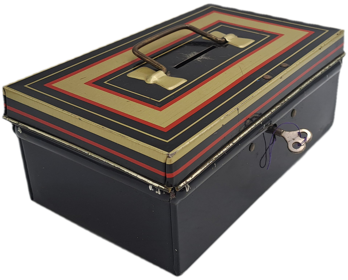 Vintage 1950's "Chad Valley" M.206 Money Tin with Key -Made in England