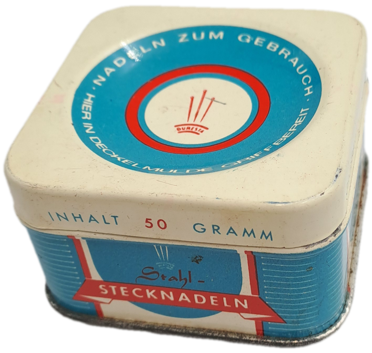 Empty Vintage Stahl Stechnadeln 50g (steel Pins ) Tin -Made in Germany