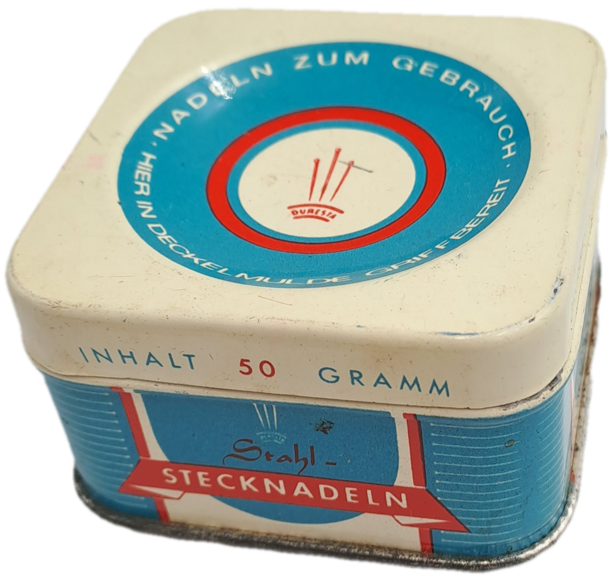 Empty Vintage Stahl Stechnadeln 50g (steel Pins ) Tin -Made in Germany