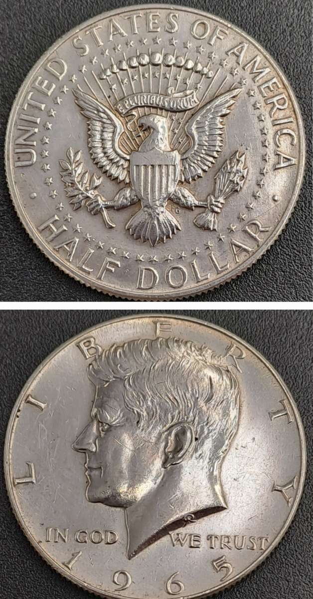 1965   United States  ½ Dollar "Kennedy Half Dollar" 40% Silver