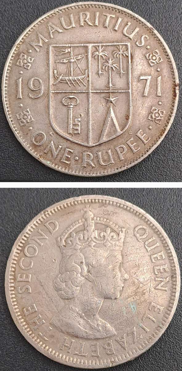 1971 Mauritius 1 Rupee - Elizabeth II 1st portrait