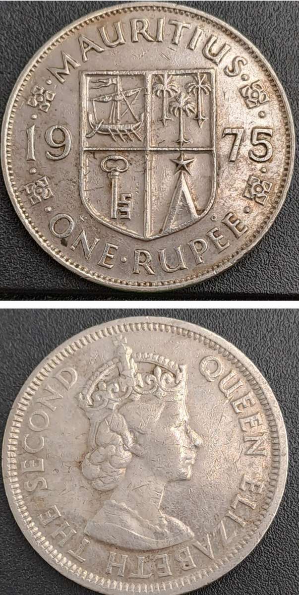 1975 Mauritius 1 Rupee - Elizabeth II 1st portrait