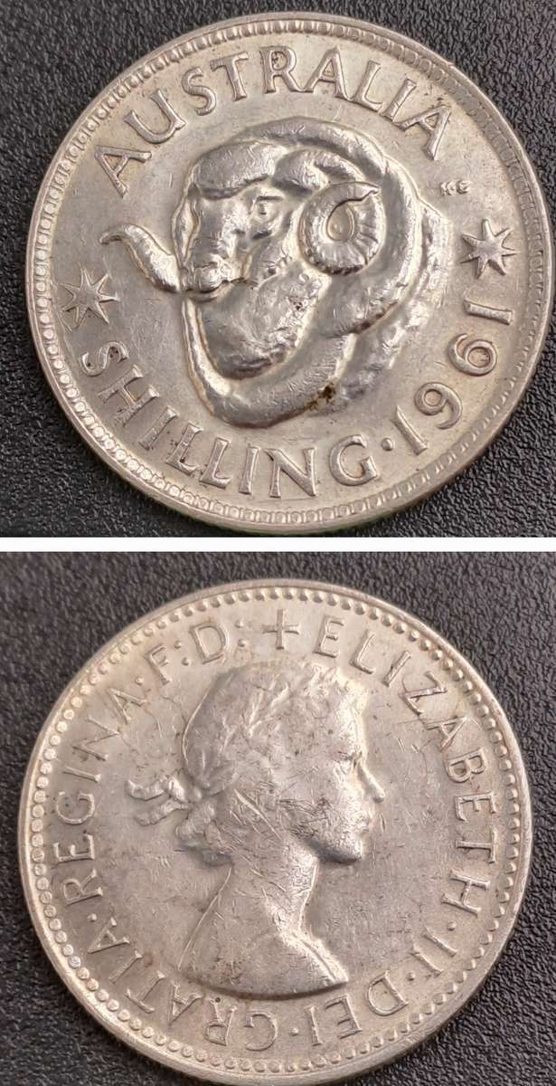 1961 Australia Silver 1 Shilling - Elizabeth II 1st Portrait