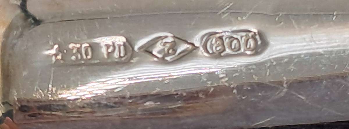 2 INOX Designer Butter knifes with .800 SILVER Handles in Bag