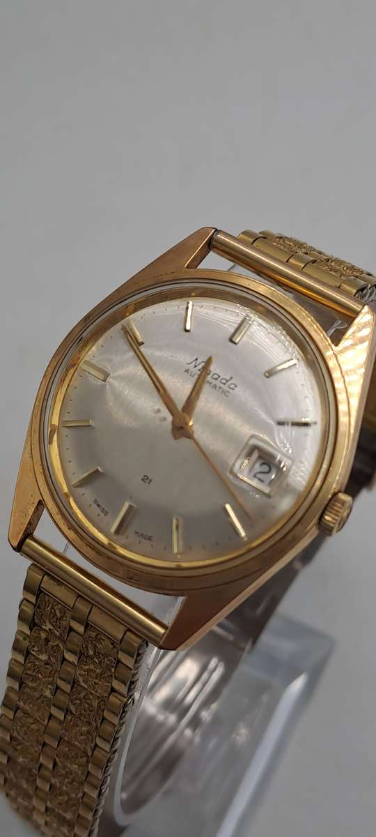 Vintage Swiss Made Nivada 21 Jewels Gold Plated Men's Automatic Watch -Working