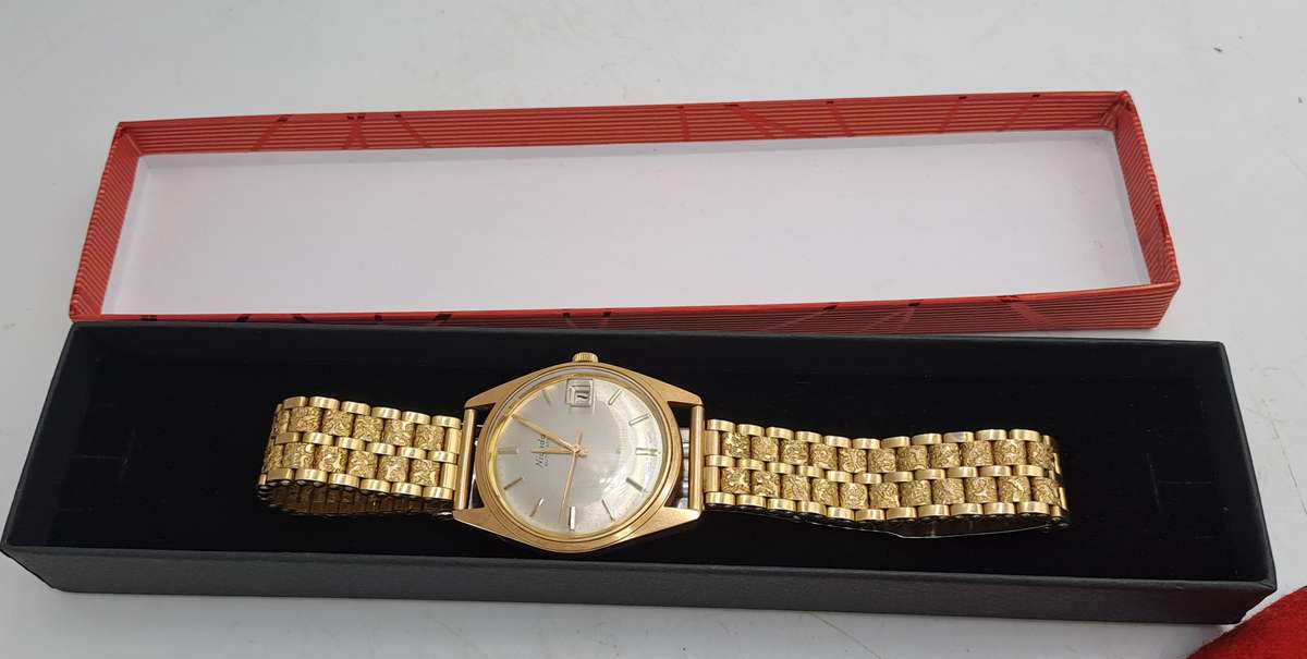 Vintage Swiss Made Nivada 21 Jewels Gold Plated Men's Automatic Watch -Working