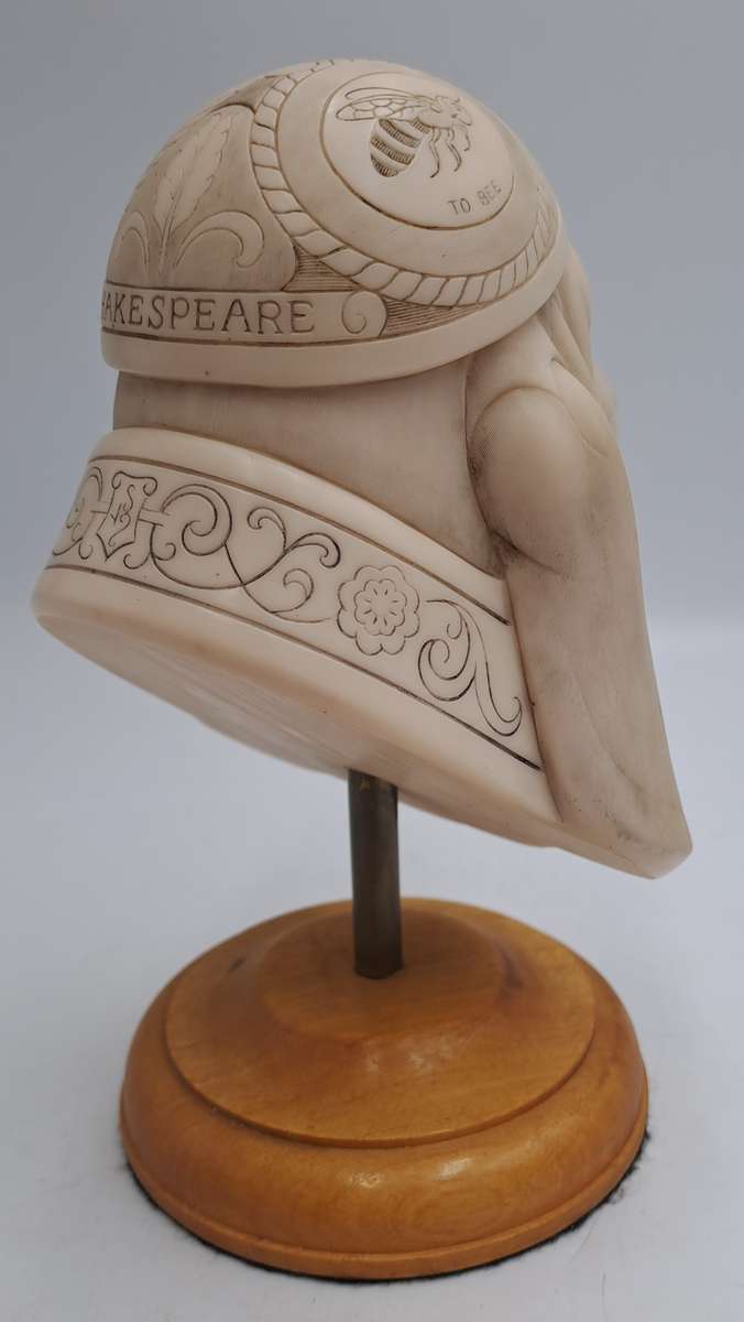 SUPER RARE!!! Original John Biccard Shakespeare Statue on Plinth-Crushed Marble 15cm tall