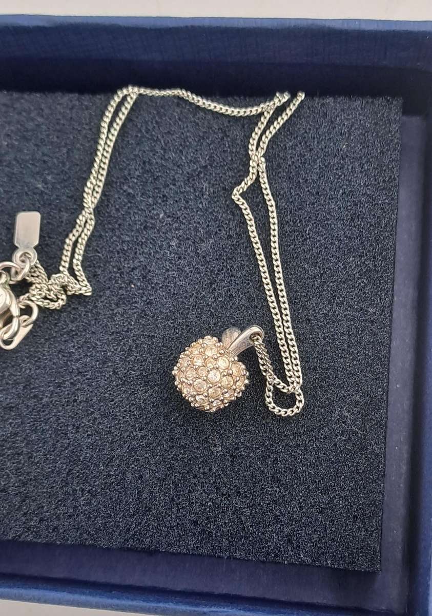 Pre-owned Swarovski Glitter Apple Necklace in Box