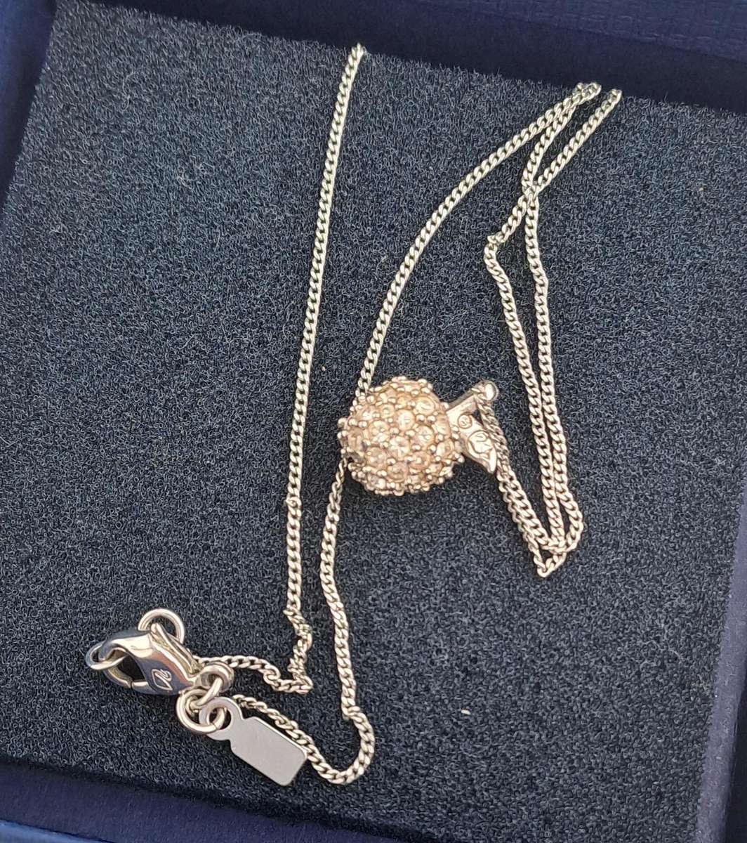 Pre-owned Swarovski Glitter Apple Necklace in Box