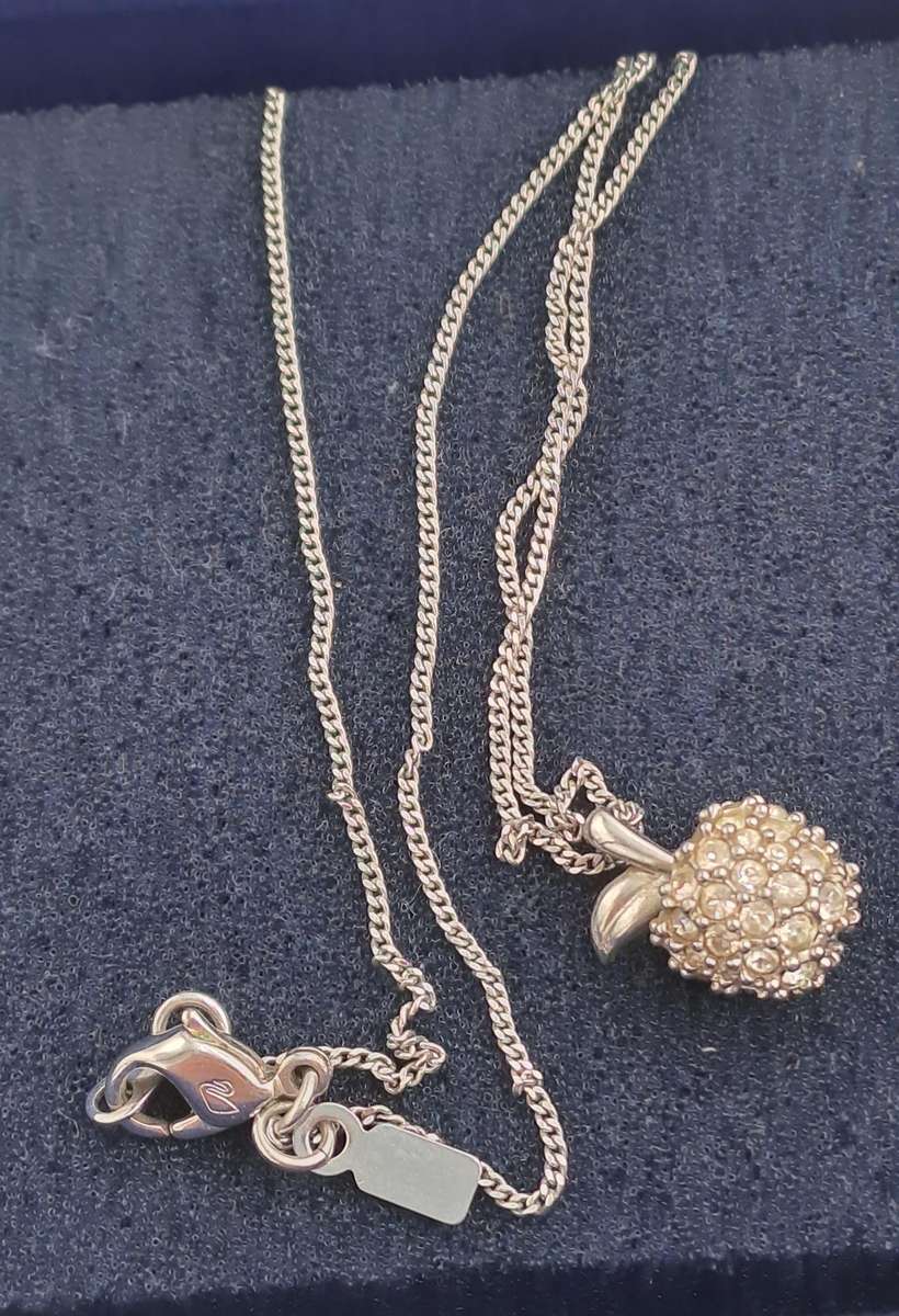 Pre-owned Swarovski Glitter Apple Necklace in Box