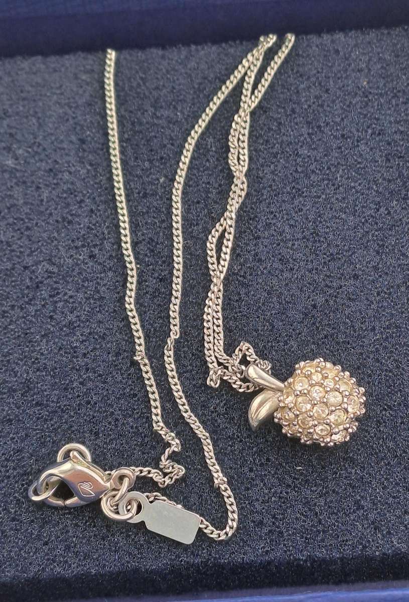 Pre-owned Swarovski Glitter Apple Necklace in Box