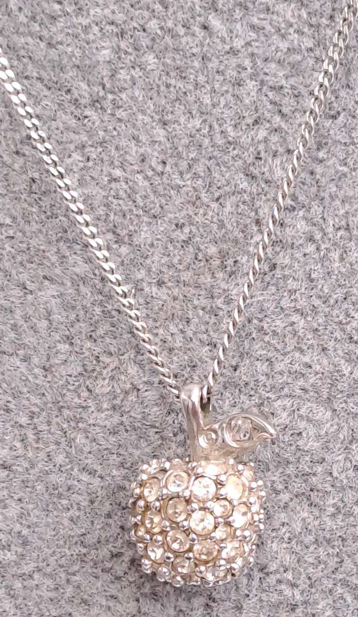 Pre-owned Swarovski Glitter Apple Necklace in Box