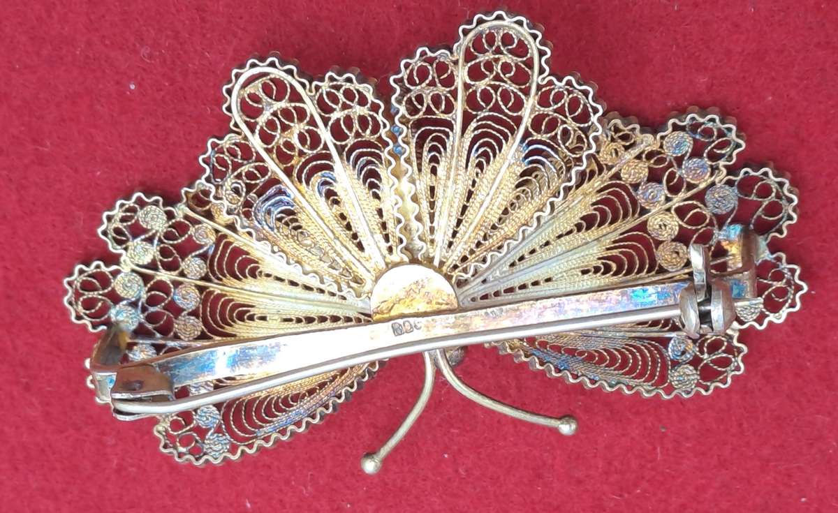 Vintage Butterfly Pin Brooch (stamped 800 for 80% silver)