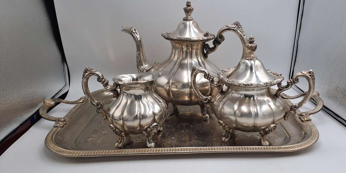 4 Pc Vintage Silverplate EPNS Teaset (Unmarked) Heavy Items