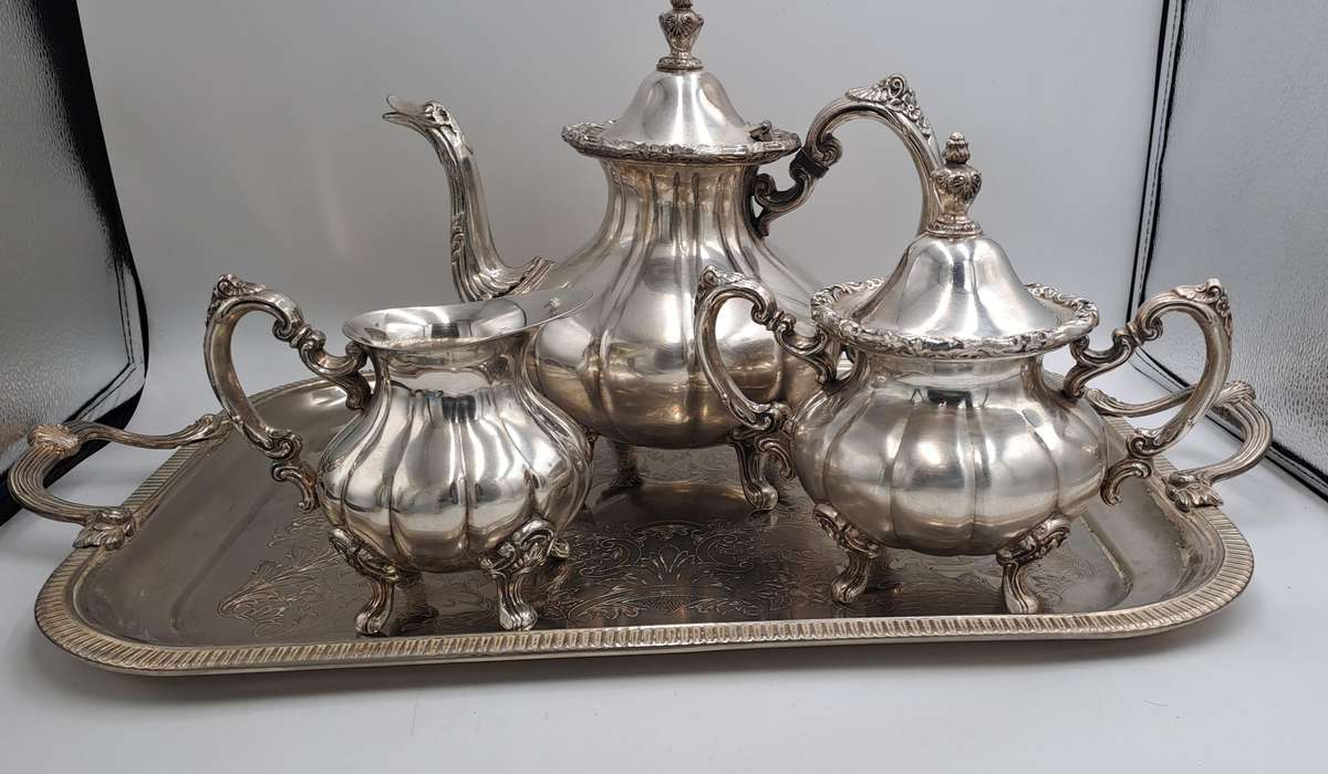 4 Pc Vintage Silverplate EPNS Teaset (Unmarked) Heavy Items