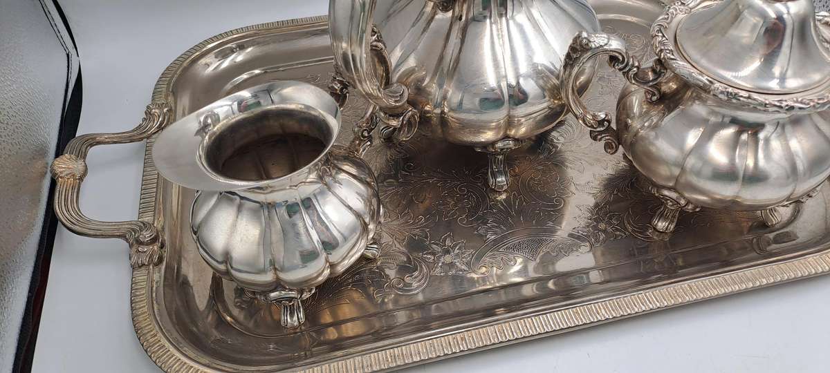4 Pc Vintage Silverplate EPNS Teaset (Unmarked) Heavy Items