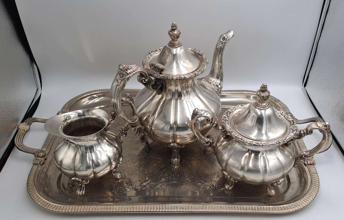 4 Pc Vintage Silverplate EPNS Teaset (Unmarked) Heavy Items