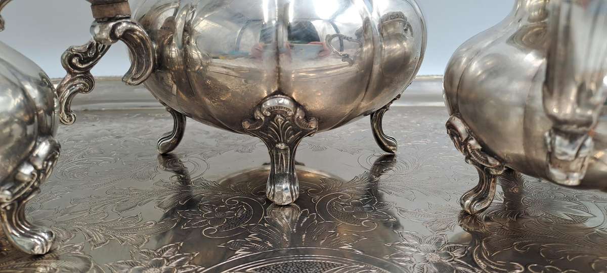 4 Pc Vintage Silverplate EPNS Teaset (Unmarked) Heavy Items