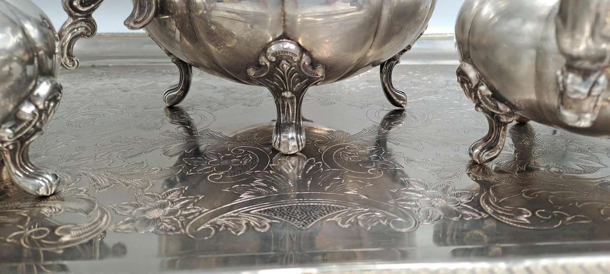 4 Pc Vintage Silverplate EPNS Teaset (Unmarked) Heavy Items