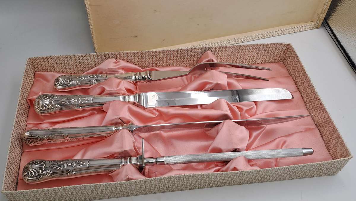 4 Pc Vintage Bon-Appetit Distinctive Carving Set -Boxed -Kings Pattern