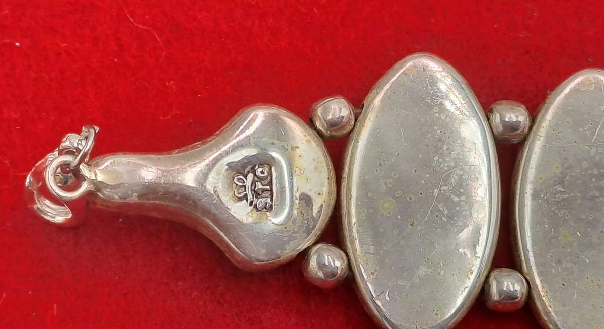 Vintage Abalone Shell Stone Silver Handmade Cluster bracelet