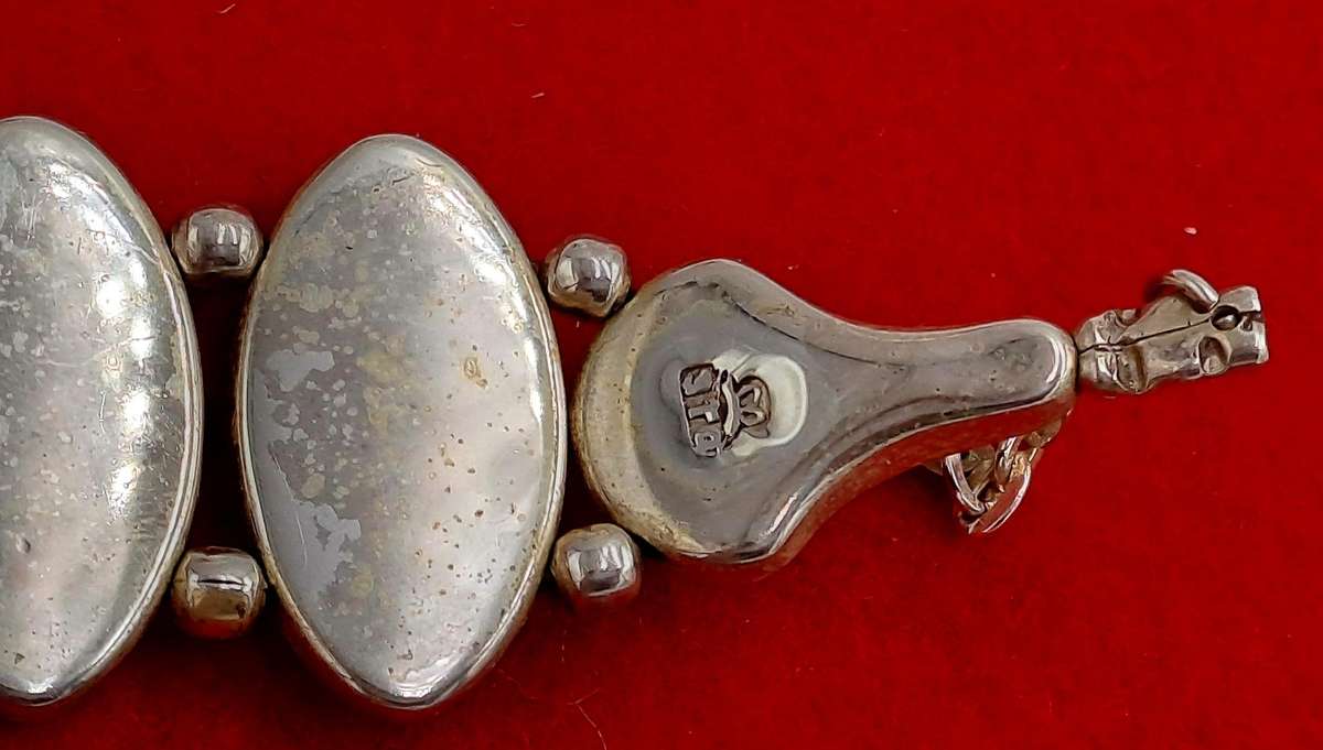 Vintage Abalone Shell Stone Silver Handmade Cluster bracelet