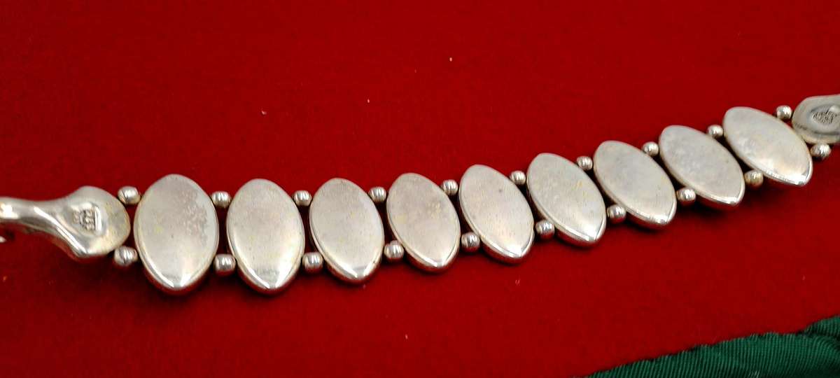 Vintage Abalone Shell Stone Silver Handmade Cluster bracelet